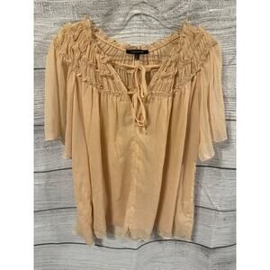 Women’s Ellen Weaver Soft Peach Color Blouse Shirt Top Size Large